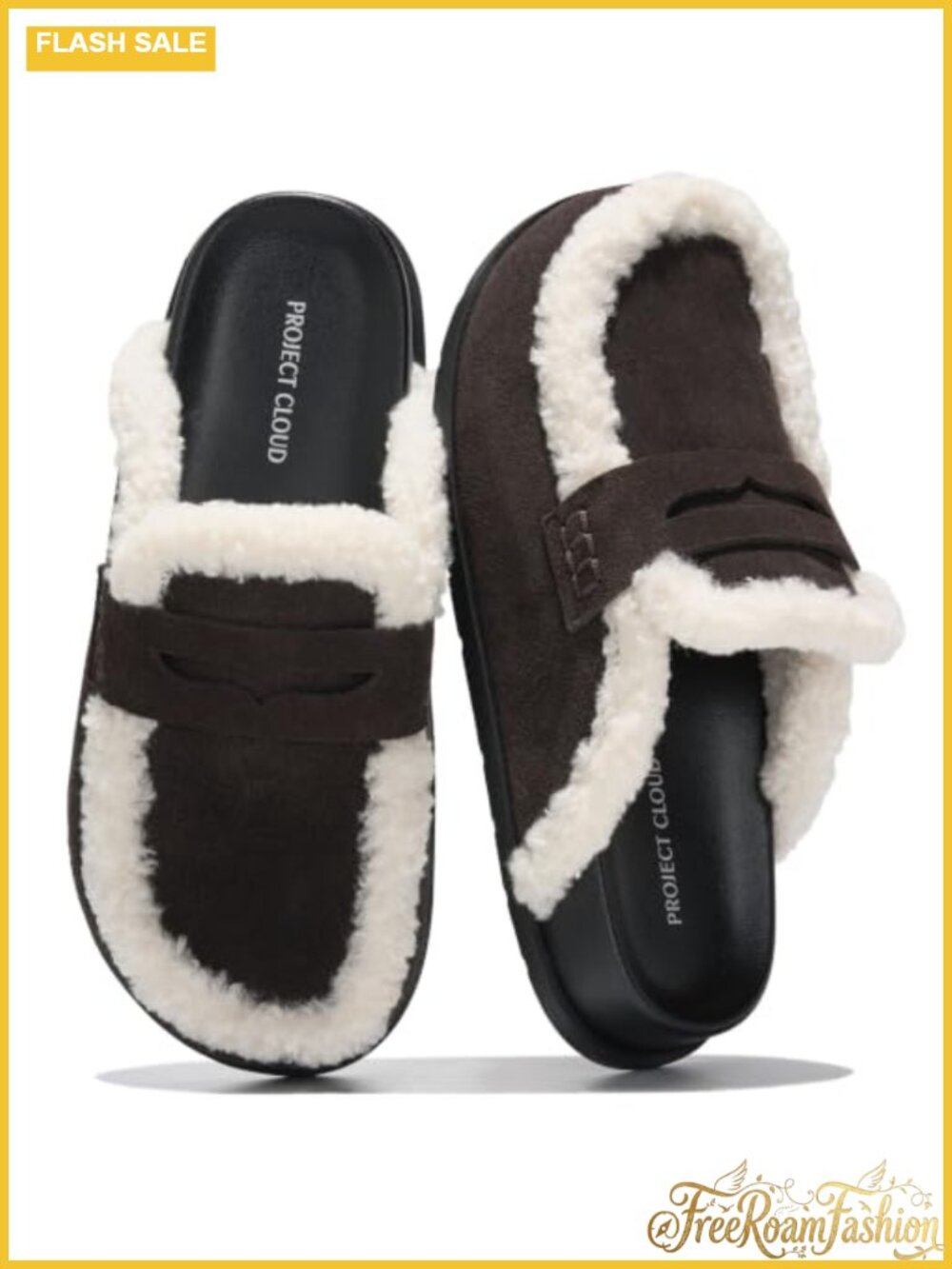 Genuine Leather Slip-On Clogs Mules with Fur Lining Arch Support
